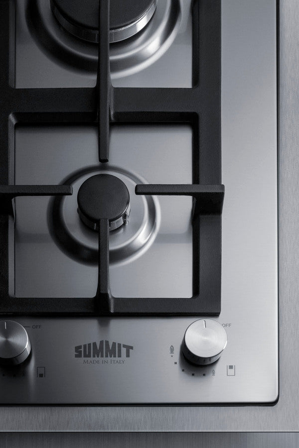 Summit 15" Wide 2-Burner Gas Cooktop In Stainless Steel - GCJ2SSTK15