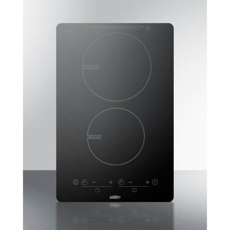 Summit 13" Wide 120V 2-Burner Induction Cooktop with 7-Piece Cookware Set, Hot Surface Indicator, Child Lock, 2 Cooking Zones - SINC2B120