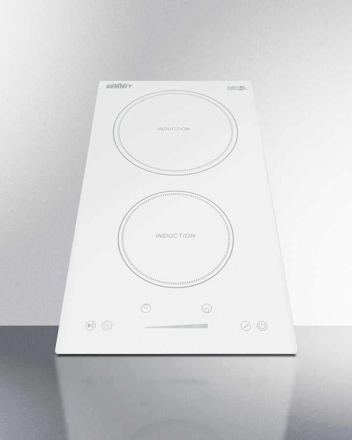 Summit 12" Wide 208-240V 2-Zone Induction Cooktop with 2 Elements, Hot Surface Indicator, ADA Compliant, Induction Technology, Child Lock, Safety Shut-Off Control - SINC2B231W