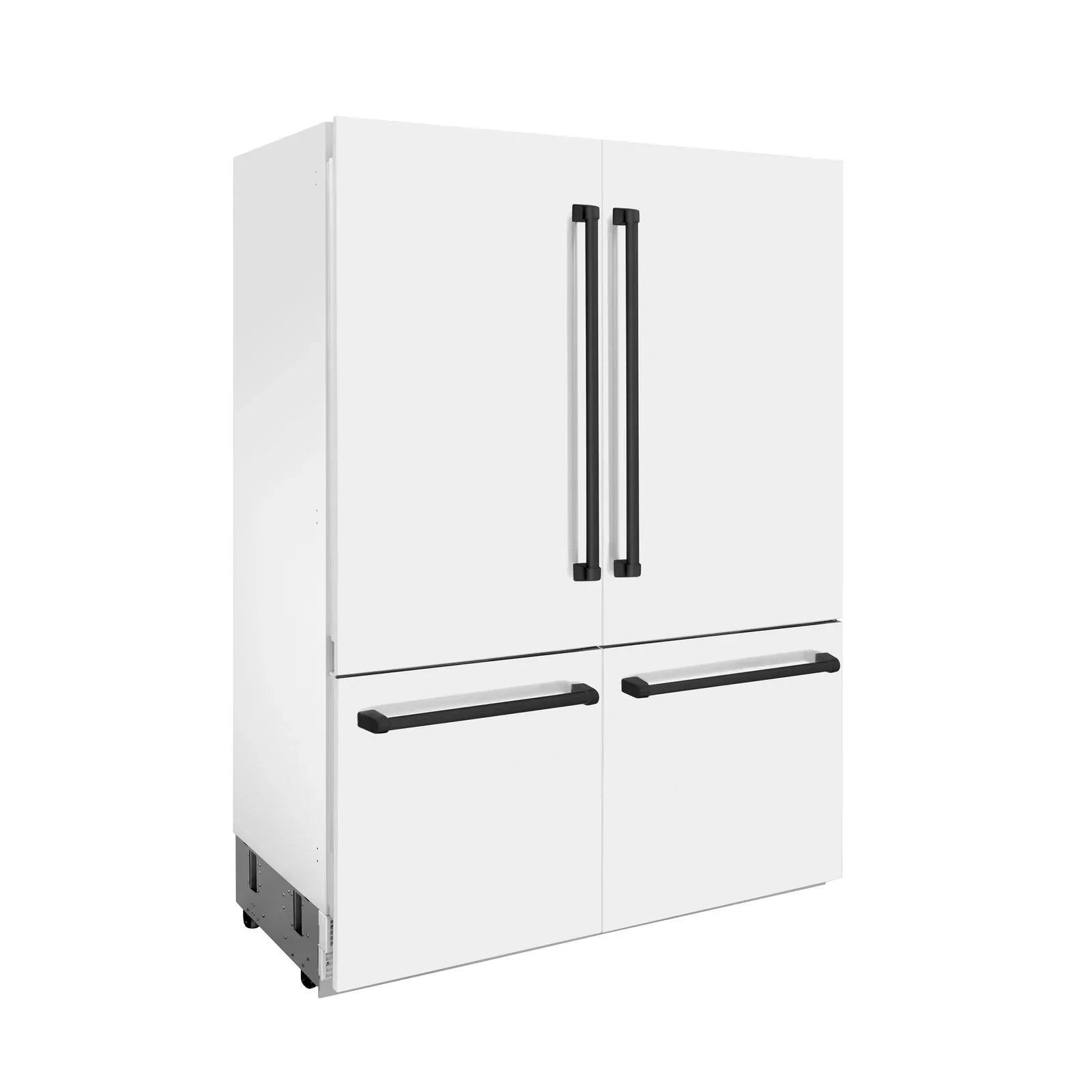 ZLINE 60-Inch Autograph Edition 32.2 cu. ft. Built-in 4-Door French Door Refrigerator with Internal Water and Ice Dispenser in White Matte with Matte Black Accents (RBIVZ-WM-60-MB)