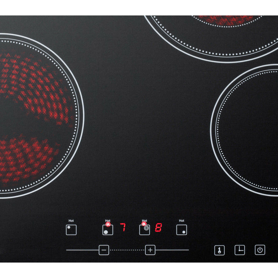 Summit 24" Wide 230V 4-Burner Radiant Cooktop w/ 4 Elements, Hot Surface Indicator, ADA Compliant, ETL Safety Listed, Schott Ceran Glass, Residual Heat Indicator Light, Digital Touch Controls - CR4B23T