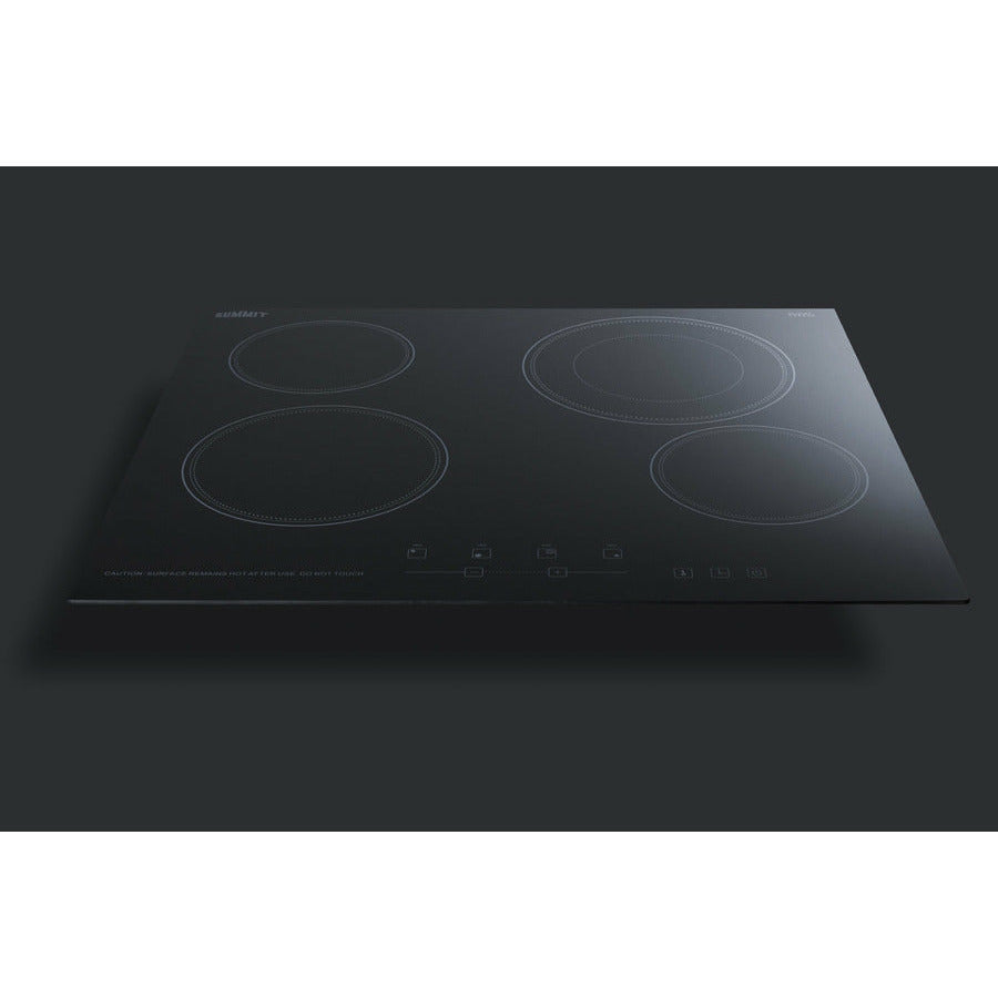 Summit 24" Wide 230V 4-Burner Radiant Cooktop w/ 4 Elements, Hot Surface Indicator, ADA Compliant, ETL Safety Listed, Schott Ceran Glass, Residual Heat Indicator Light, Digital Touch Controls - CR4B23T