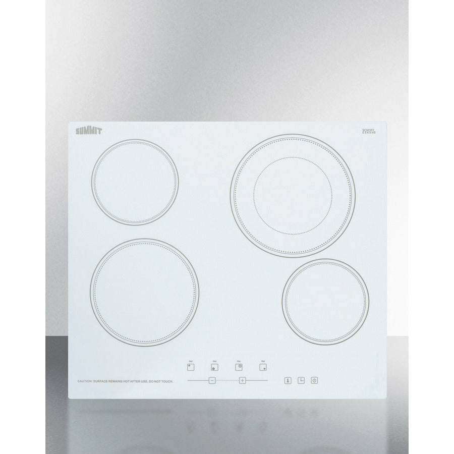 Summit 24" Wide 230V 4-Burner Radiant Cooktop w/ 4 Elements, Hot Surface Indicator, ADA Compliant, ETL Safety Listed, Schott Ceran Glass, Residual Heat Indicator Light, Digital Touch Controls - CR4B23T