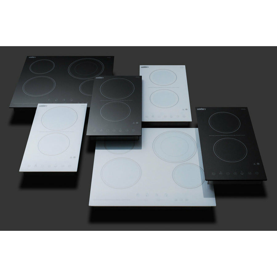 Summit 24" Wide 230V 4-Burner Radiant Cooktop w/ 4 Elements, Hot Surface Indicator, ADA Compliant, ETL Safety Listed, Schott Ceran Glass, Residual Heat Indicator Light, Digital Touch Controls - CR4B23T