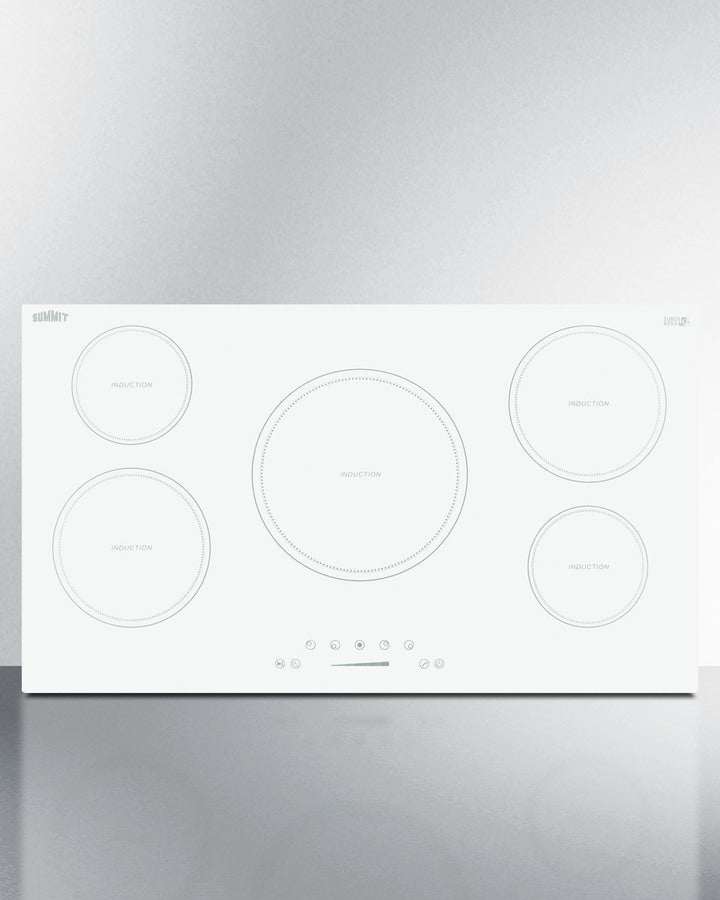Summit 36" Wide 208-240V 5-Zone Induction Cooktop with 5 Elements, Hot Surface Indicator, ADA Compliant, Induction Technology, Child Lock, Safety Shut-Off Control - SINC5B36W