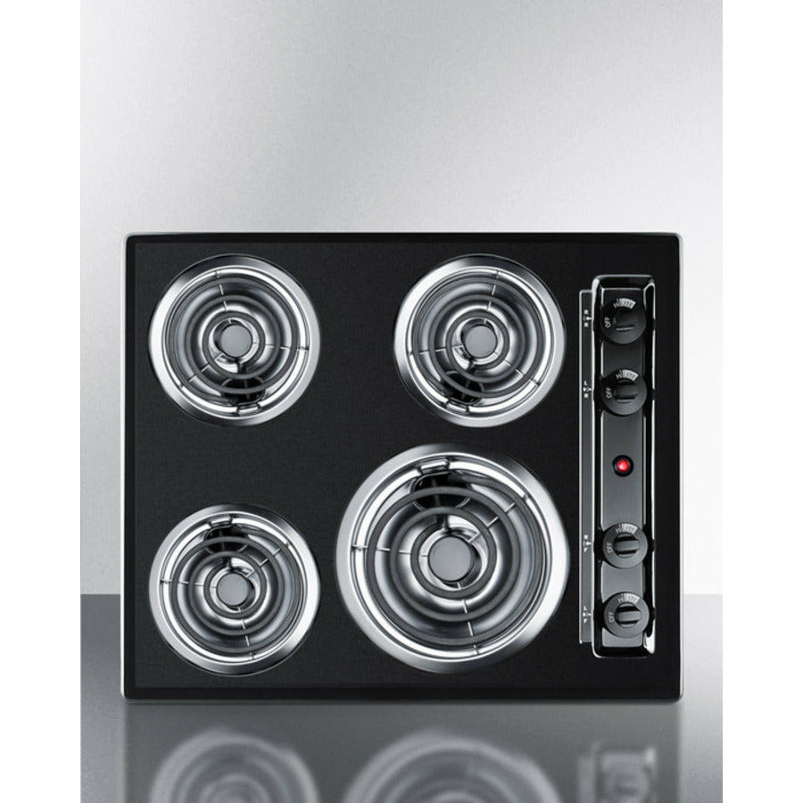 Summit 24" Wide 4-Burner Coil Cooktop with 4 Elements, Hot Surface Indicator, UL Safety Listed, Porcelainized Cooking Surface, UL Listed - TEL03