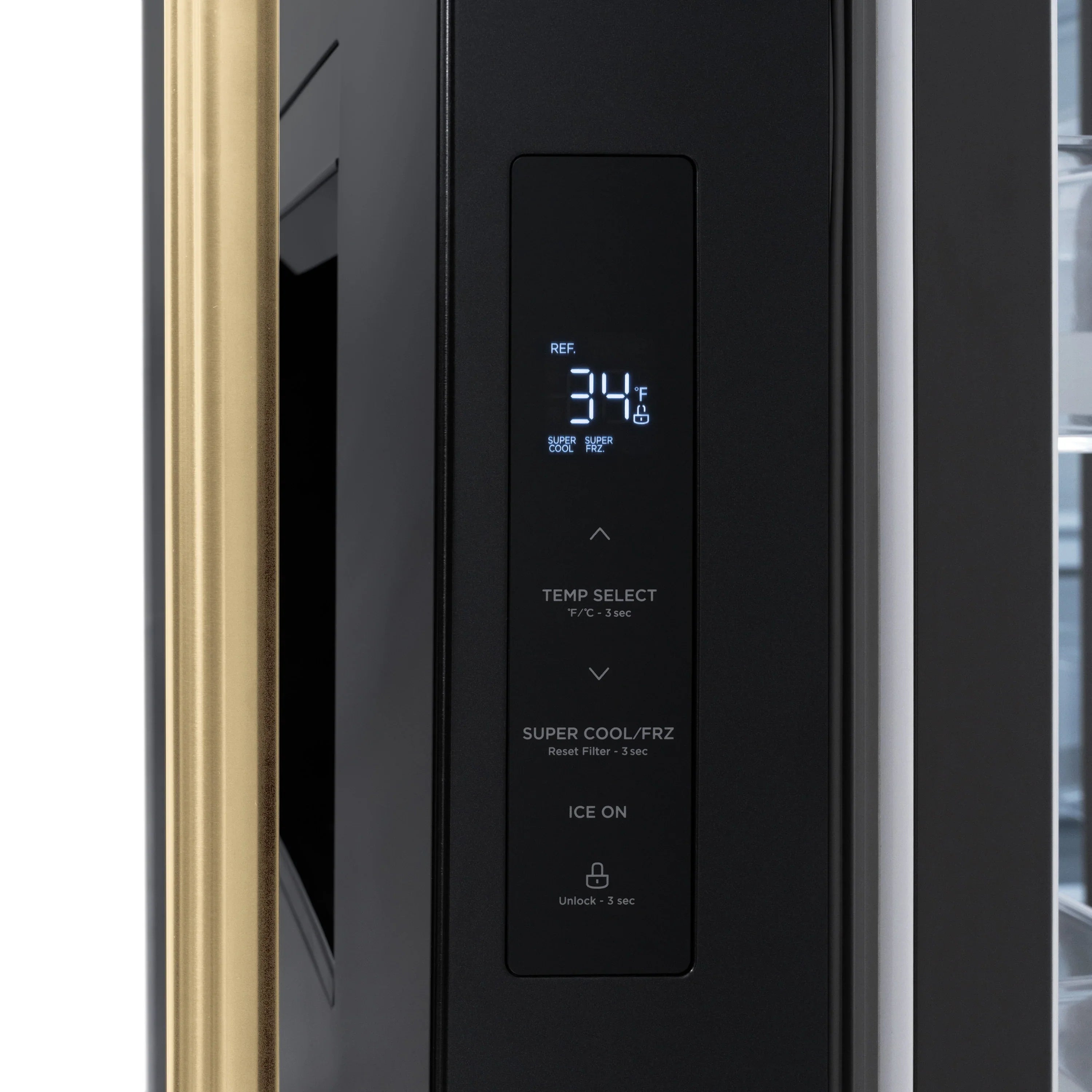 ZLINE Autograph Edition 36 in. 28.9 cu. ft. Standard-Depth French Door External Water Dispenser Refrigerator with Dual Ice Maker in Black Stainless Steel and Champagne Bronze Handles - RSMZ-W-36-BS-CB