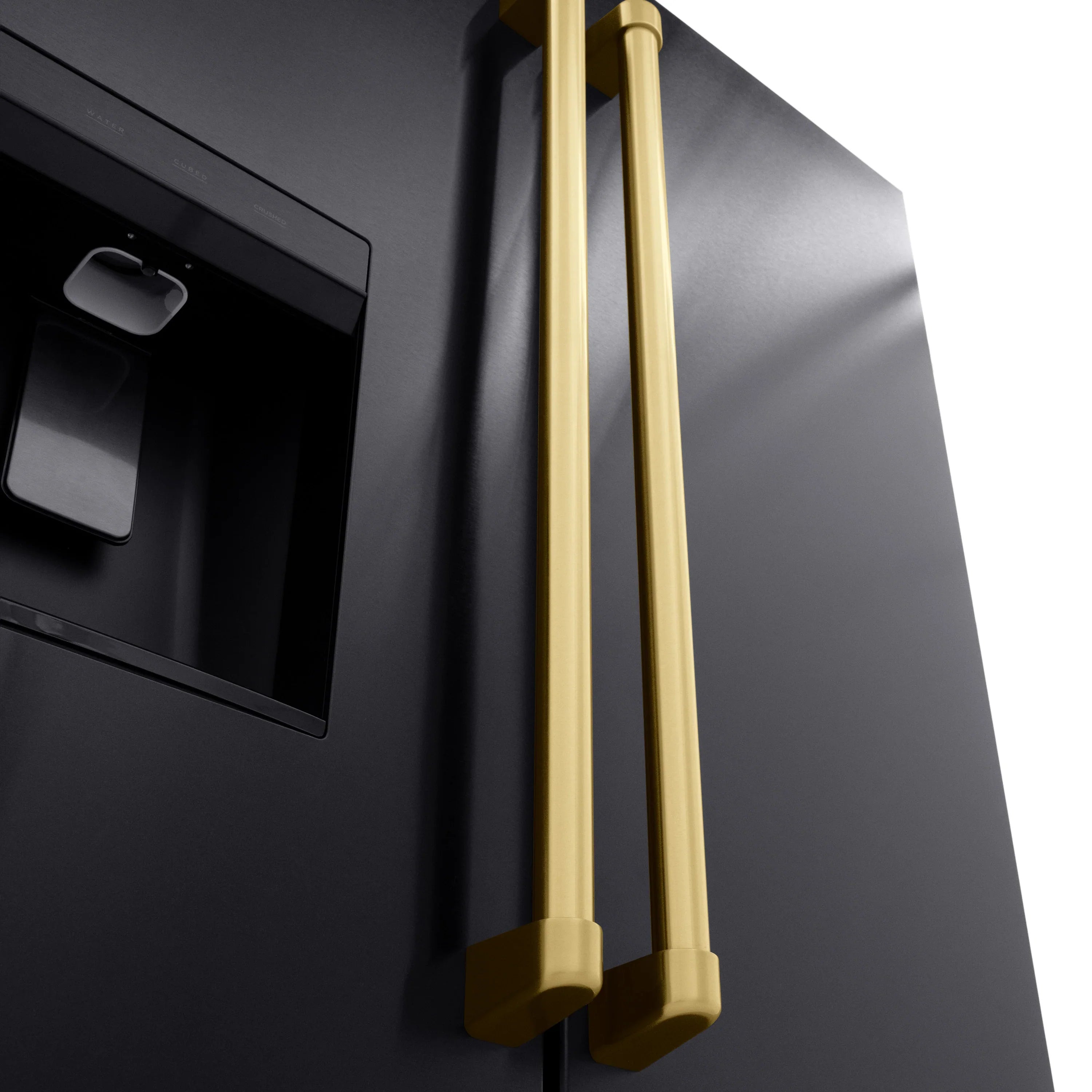 ZLINE Autograph Edition 36 in. 28.9 cu. ft. Standard-Depth French Door External Water Dispenser Refrigerator with Dual Ice Maker in Black Stainless Steel and Champagne Bronze Handles - RSMZ-W-36-BS-CB