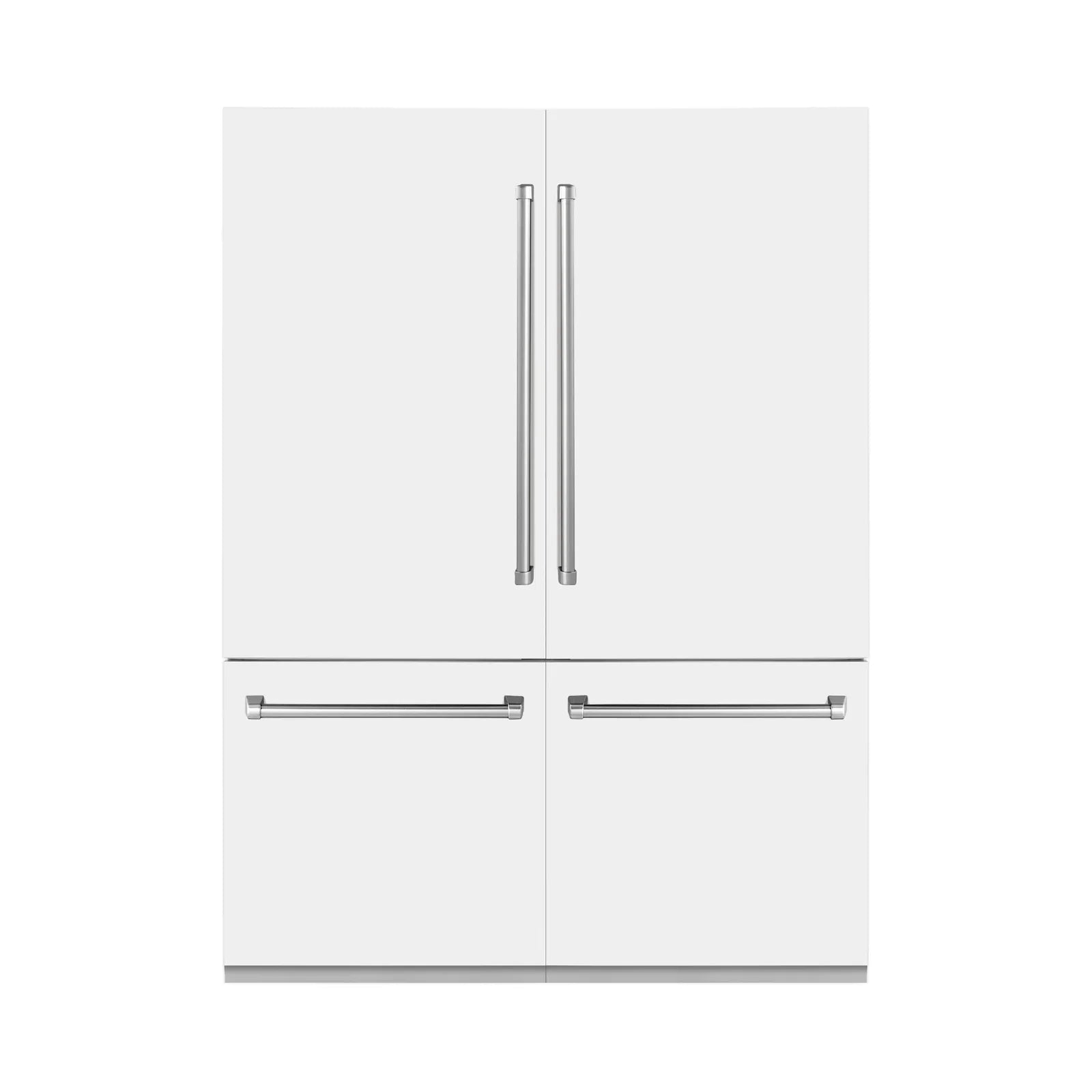 ZLINE 60-Inch 32.2 cu. ft. Built-In 4-Door French Door Refrigerator with Internal Water and Ice Dispenser in White Matte (RBIV-WM-60)