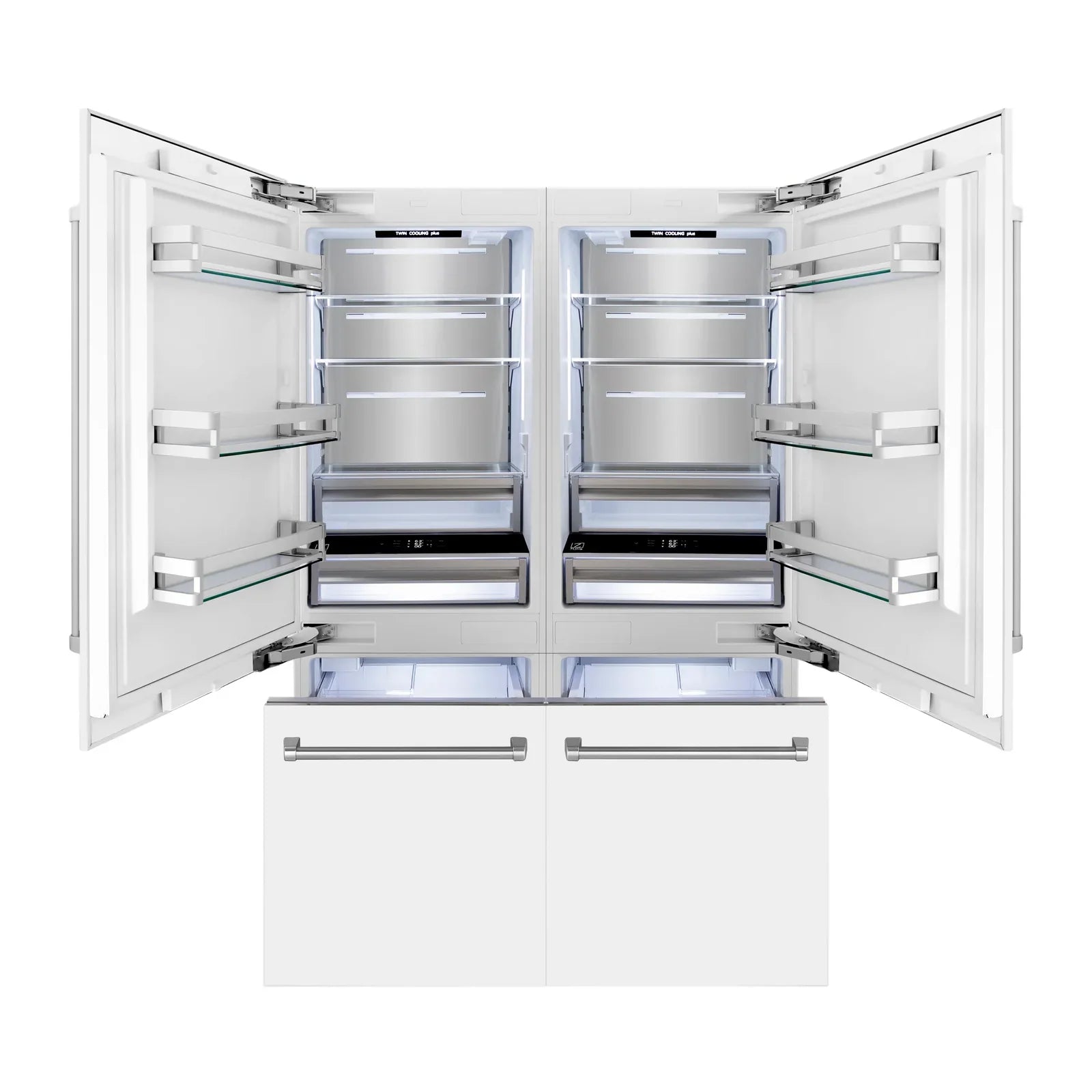 ZLINE 60-Inch 32.2 cu. ft. Built-In 4-Door French Door Refrigerator with Internal Water and Ice Dispenser in White Matte (RBIV-WM-60)