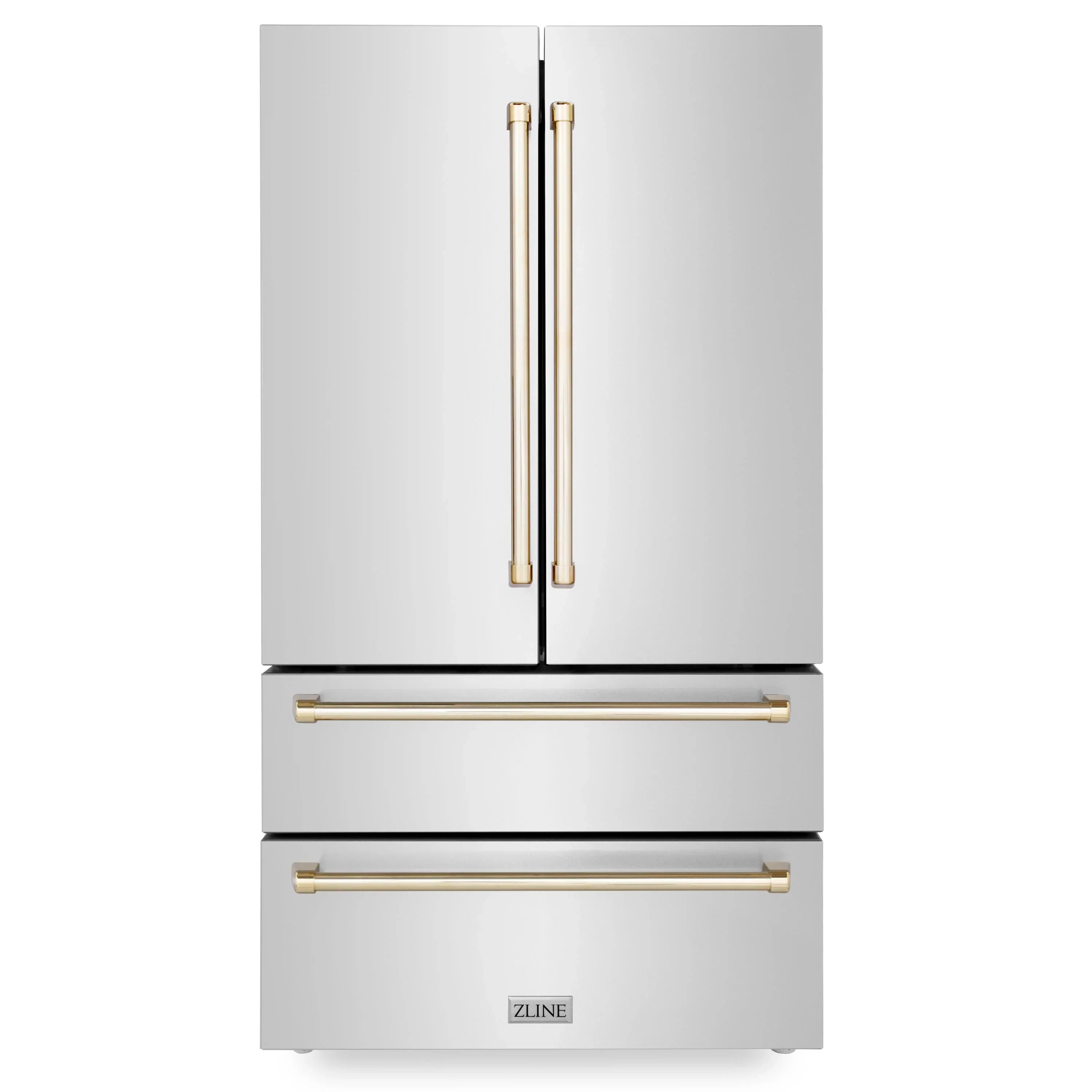 ZLINE 36" Autograph Edition 22.5 cu. ft Freestanding French Door Refrigerator with Ice Maker in Fingerprint Resistant Stainless Steel - RFMZ-36